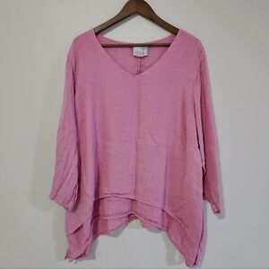 La Fixsun 100% Linen Tunic Top Made In USA Medium